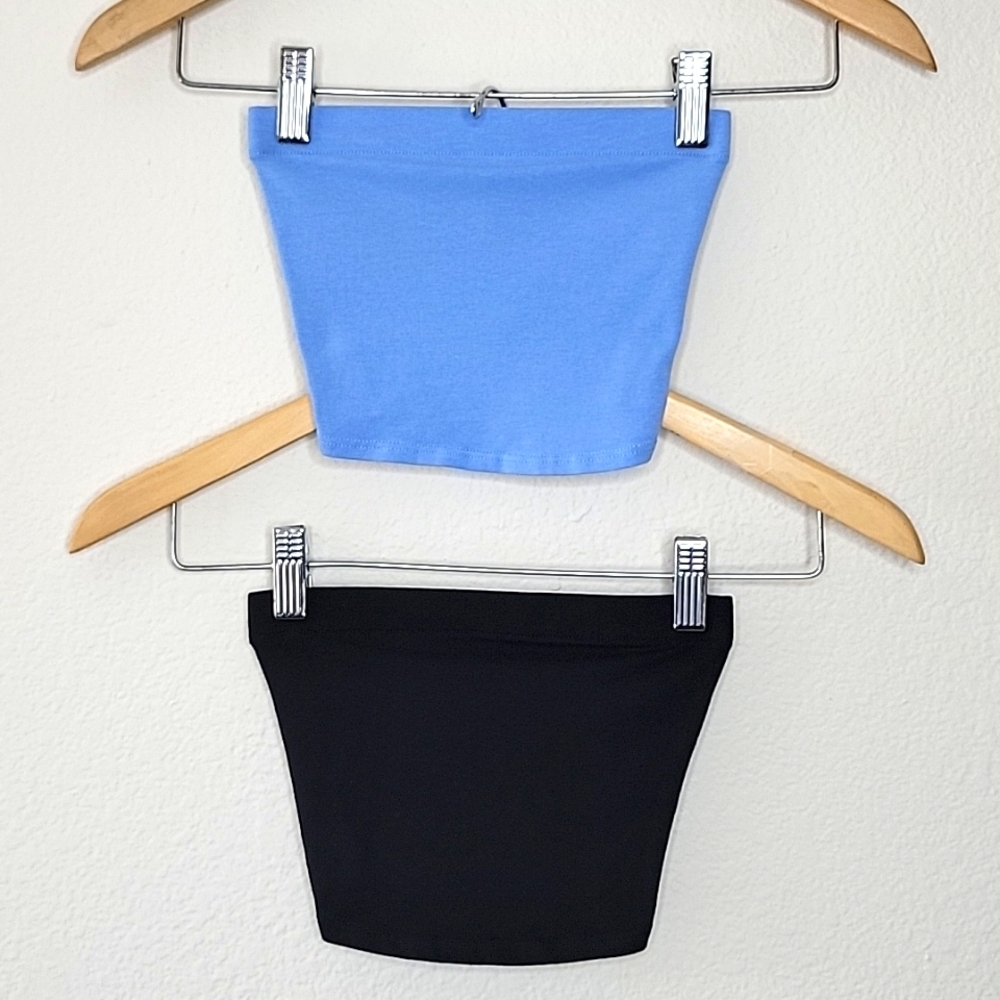 H&M Divided Blue Black Casual Tube Tops size Girls XXS Summer Tank Strapless - Picture 6 of 9